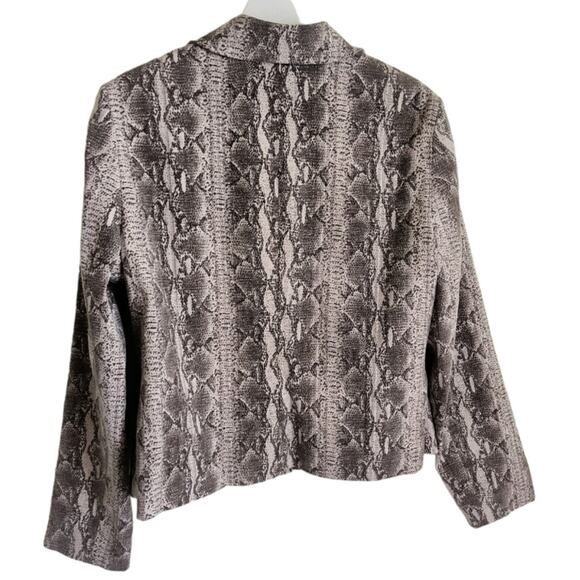 Doncaster Linen Blend Moto Jacket Wmn's Sz 16 Gray Brown Snakeskin print Blazer - Picture 15 of 16